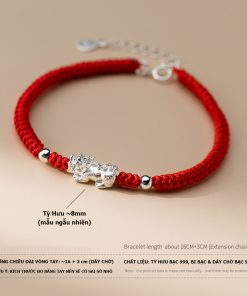 Alternative view of Vòng tết dây chỉ đỏ mix tỳ hưu tài lộc bạc 999 cho nữ - Charm Bạc 999 - Mã TDKD00032KODA