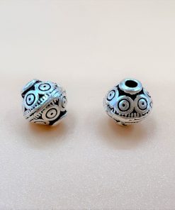 Charm nối hình đĩa bay có hoa văn - Charm Bạc 925 - Mã CA726