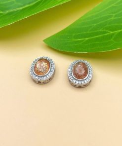 Bạc 925 Charm Nối Oval Sunstone Lấp Lánh - Charm Bạc 925 - Mã CD055
