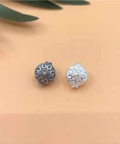 Charm nối hình oval có hoa văn 4 trái tim - Charm Bạc 925 - Mã CB805 CA727