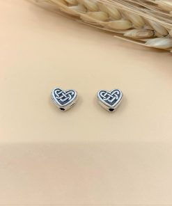 Charm nối trái tim hoa văn - Charm Bạc 925 - Mã CA605