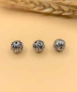 Bi tròn bạc thái khắc hoa văn hình thoi ~9 ly - Charm Bạc 925 - Mã CA570