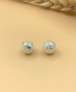 Charm bi bạc khắc hoa văn 6 ly 8 ly - Charm Bạc 925 - Mã CB695
