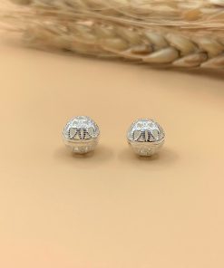 Alternative view of Charm bi bạc khắc hoa văn 6 ly 8 ly - Charm Bạc 925 - Mã CB695