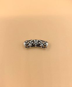 Charm nối ống dài khắc hoa văn - Charm Bạc 925 - Mã CA620
