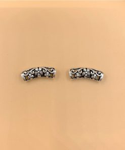 Alternative view of Charm nối ống dài khắc hoa văn - Charm Bạc 925 - Mã CA620