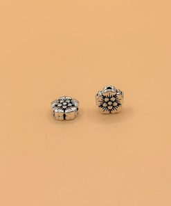 Charm nối hoa 5 cánh dày - Charm Bạc 925 - Mã CA745