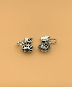 Charm treo túi tiền may mắn có móc treo - Charm Bạc 925 - Mã CA115