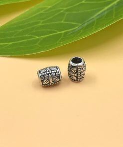 Charm trụ nối khắc hoa văn bướm gần ~6x8mm lỗ lớn 3.5mm - Charm Bạc 925 - Mã CA1390