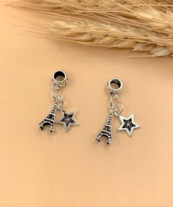Charm móc treo Tháp Eiffel và Ngôi sao - Charm Bạc 925 - Mã CA565