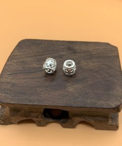 Charm trụ nối lu thống khắc cỏ 4 lá - Charm Bạc 925 - Mã CB031