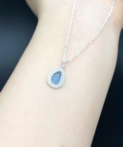 Dây chuyền bạc 925 mặt đá xanh Aqua cực xinh cho nữ tặng kèm hộp đựng sang trọng - Charm Bạc 925