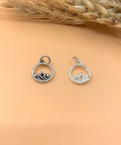 Charm treo tròn hình sóng biển trong khung tròn - Charm Bạc 925 - Mã CA520 CB720