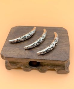Charm nối ống dài lớn khắc hoa văn - Charm Bạc 925 - Mã CA032