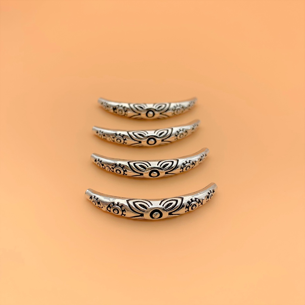 Charm nối ống dài lớn khắc hoa văn - Charm Bạc 925 - Mã CA032 - Ảnh 5