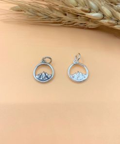 Charm móc treo tròn hình núi trong khung tròn - Charm Bạc 925 - Mã CA521 CB721