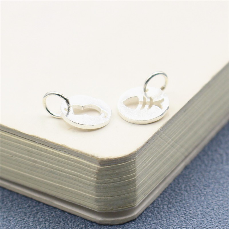 Charm bạc đôi hình mèo và xương cá - Charm bạc 925 - Mã CB399 - Ảnh 3