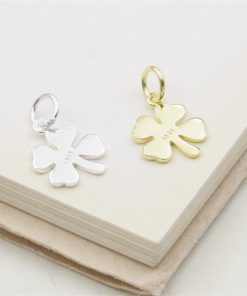 Charm bạc móc treo cỏ 4 lá may mắn kiểu mới có thể làm mặt dây chuyền - Charm bạc 925 - Mã CB500