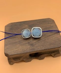 Charm bạc bọc đá dạng vuông loại dày - Charm Bạc 925 - Mã CB006