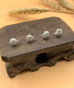 Charm bạc trụ nối có móc treo hoa văn - Charm bạc 925 - Mã CB035