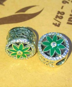 Charm hình hoa 8 cánh tròn - Charm bạc 925 - Mã CP025