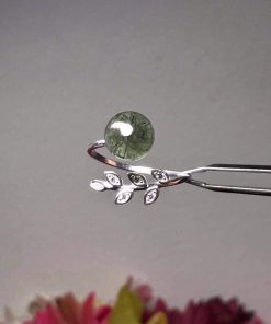 Phôi nhẫn bạc một hạt hình lá cây dùng làm đồ handmade DIY - Charm bạc 925 - Mã CB450