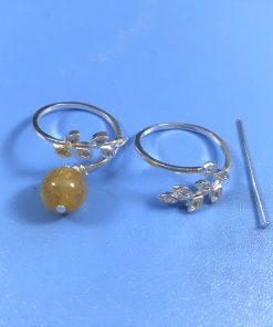 Alternative view of Phôi nhẫn bạc một hạt hình lá cây dùng làm đồ handmade DIY - Charm bạc 925 - Mã CB450