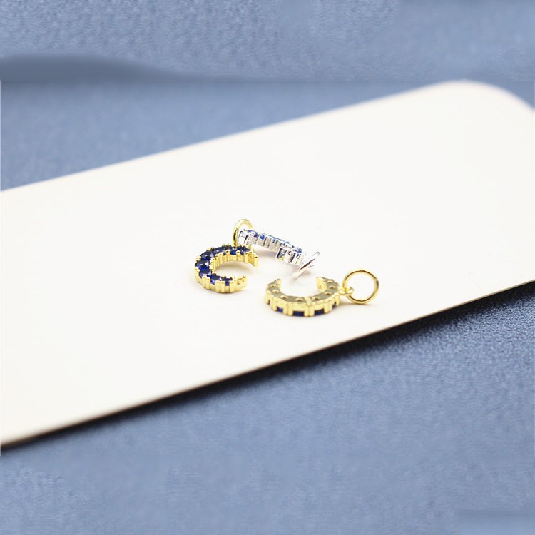 Charm bạc móc treo hình mặt trăng lưỡi liềm đính đá xanh - Charm Bạc 925 - Mã CB535 - Ảnh 4