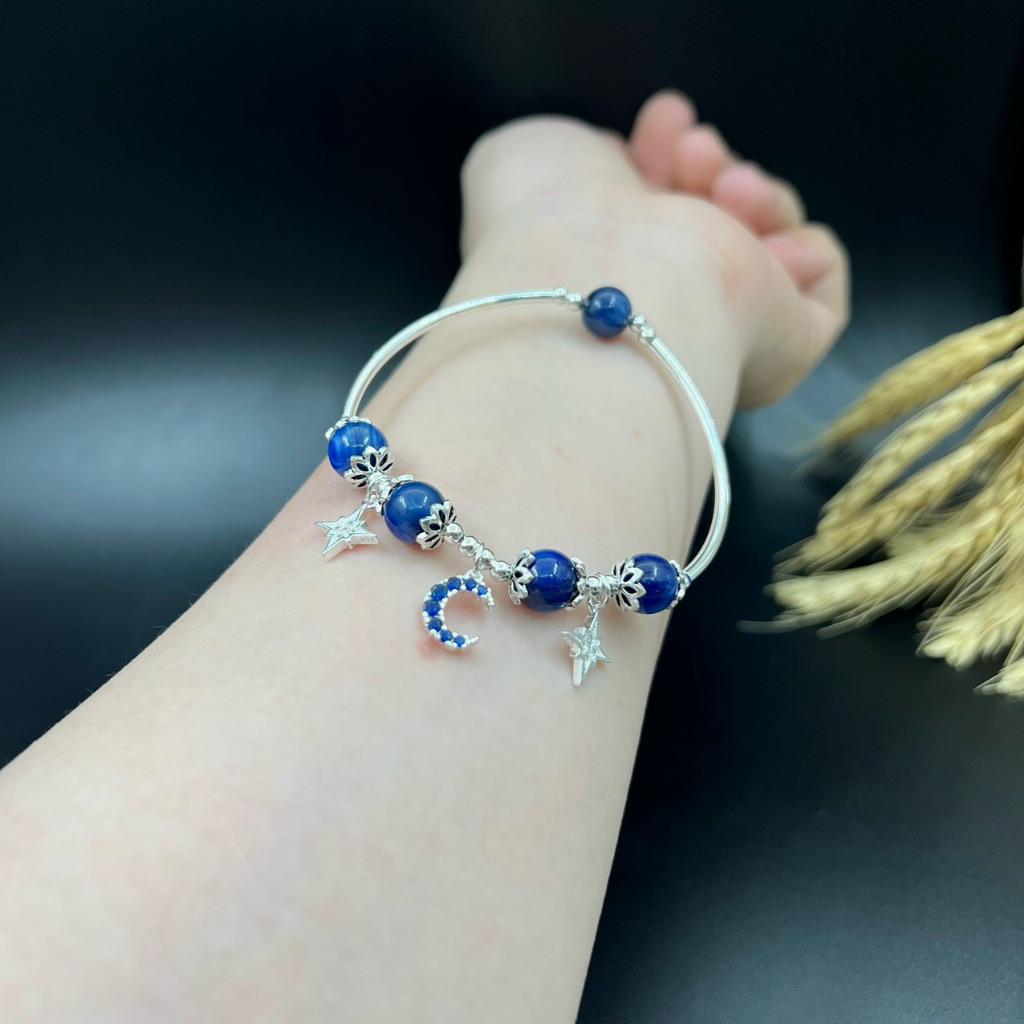 Charm bạc móc treo hình mặt trăng lưỡi liềm đính đá xanh - Charm Bạc 925 - Mã CB535 - Ảnh 5