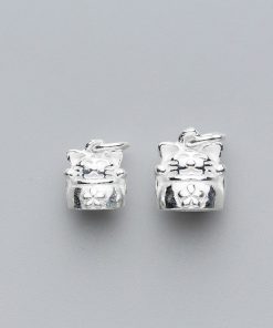 Charm móc treo mèo thần tài béo không chuông - Charm bạc 925 - Mã CB191