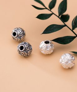 Alternative view of Charm bi bạc tròn bạc 999 dùng để mix vòng tay vòng cổ - Mã CA102