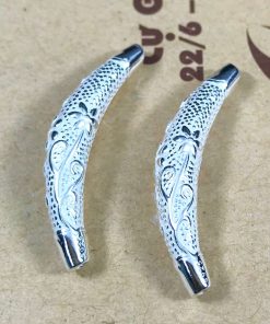 Charm Ống bạc cỡ lớn có hoa văn - Charm bạc 925- Mã CB022
