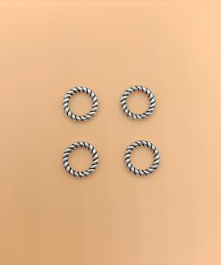 Charm bánh xe tròn có vằn không lỗ - Charm bạc 925 - Mã CB028 CA066