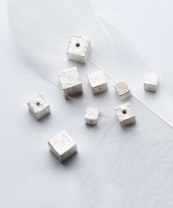 Alternative view of Charm nối hình vuông có vân - Charm bạc 925 - Mã CB061