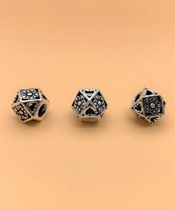 Charm nối hình đa giác có hoa văn lỗ lớn 3.5mm - Charm bạc 925 - Mã CA436