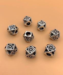 Alternative view of Charm nối hình đa giác có hoa văn lỗ lớn 3.5mm - Charm bạc 925 - Mã CA436