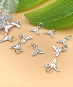 Charm bạc móc treo đuôi cá heo có đính đá (Có thể làm mặt dây chuyền) - Charm bạc 925 - Mã CB510