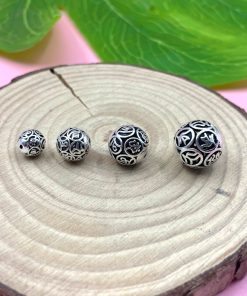 Charm bạc thái bi tròn khắc hoa văn - Charm Bạc 925 - Mã CA101