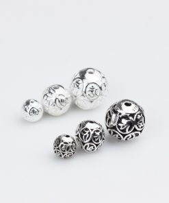 Alternative view of Charm bạc thái bi tròn khắc hoa văn - Charm Bạc 925 - Mã CA101