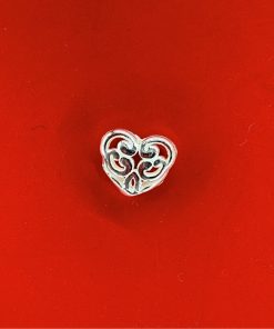 Charm bạc nối trái tim có hoa văn - Charm Bạc 925 - Mã CB257