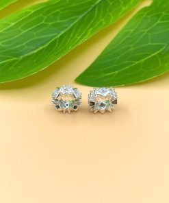 Alternative view of Charm ốp tròn bông tuyết đính đá bạc 925 - Charm Bạc 925 - Mã CB1530
