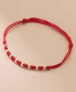 Alternative view of Vòng tết dây chỉ đỏ mix 8 viên bi bạc 925 cực xinh - Charm Bạc 925 - Vòng Đá 5A - Mã TDKD00002KODA
