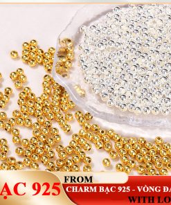 [S925] Charm bi bạc 925 mạ vàng 2mm-2.5mm-3mm-4mm mix vòng tay lắc tay - Charm Bạc 925 - Mã CM1630