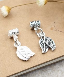 Charm móc ống treo 2 lá cây - Charm Bạc 925 - Mã CA205 CB550