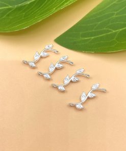 Nối nhánh cây 4 lá đính đá có nối 2 đầu bạc 925 - Charm Bạc 925 - Mã CB1470