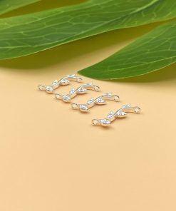 Alternative view of Nối nhánh cây 4 lá đính đá có nối 2 đầu bạc 925 - Charm Bạc 925 - Mã CB1470