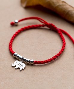Vòng tết dây chỉ đỏ chú voi xinh bạc 925 - Charm Bạc 925 - Vòng Đá 5A - Mã TDKD00016KODA