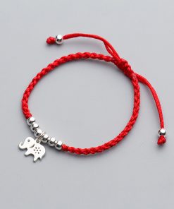 Alternative view of Vòng tết dây chỉ đỏ chú voi xinh bạc 925 - Charm Bạc 925 - Vòng Đá 5A - Mã TDKD00016KODA