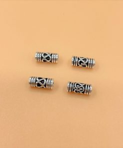 Charm bạc nối hình ống có hoa văn bé - Charm Bạc 925 - Mã CA025