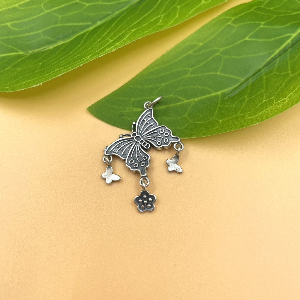 Charm móc treo bướm cỡ lớn móc theo 2 bướm nhỏ và hoa mai - Charm Bạc 925 - Mã CA1355 CB1390 - Ảnh 4